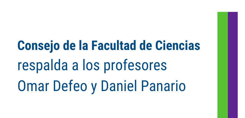 FcienUdelar's tweet photo. El Consejo de la Facultad de Ciencias respladó a los profesores Defeo y Panario ante la denuncia de falso testimonio formulada por la Intendencia de Maldonado. Accede aquí al comunicado: https://t.co/mSZnLO2BJX
@Udelaruy https://t.co/k22SX0toLO