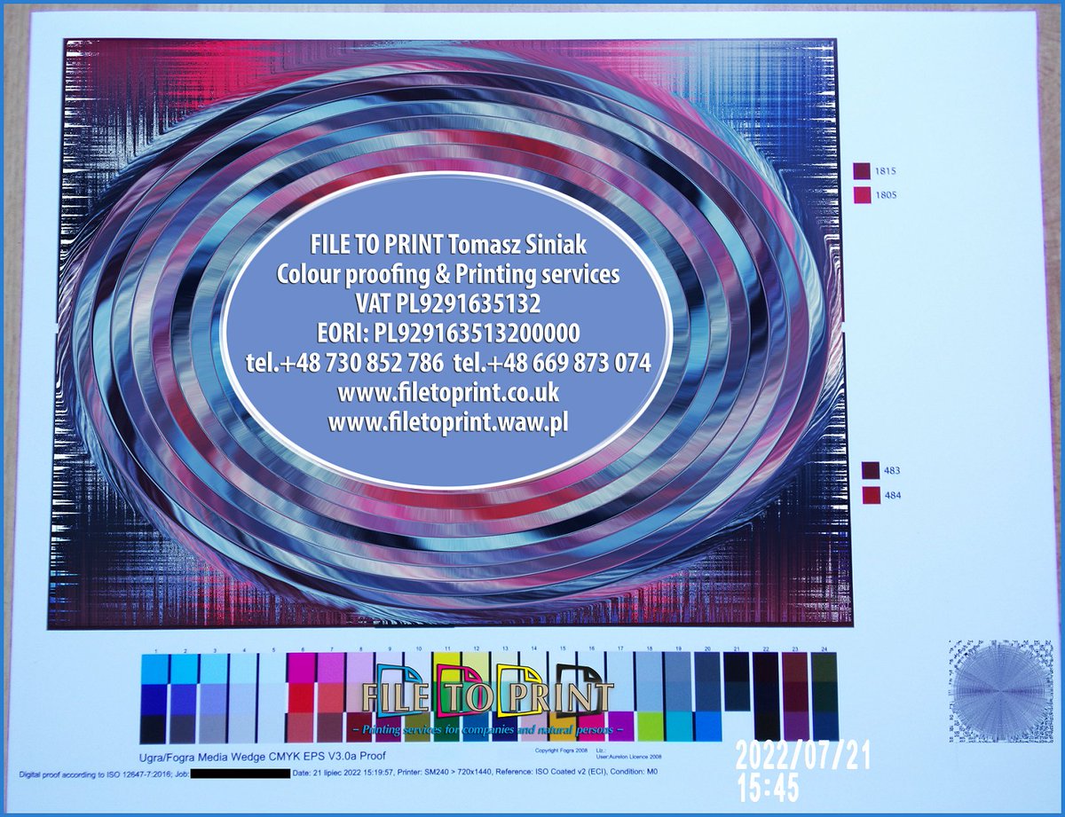 Greetings from westside of Poland (short break). Fogra certified proofs, press proofs, printer's proofs, colour accurate proofs to A2+ size. FILE TO PRINT T.Siniak Colour proofing printing and other services #filetoprint #tomaszsiniak #Fograproofs #printersproof #Warsaw