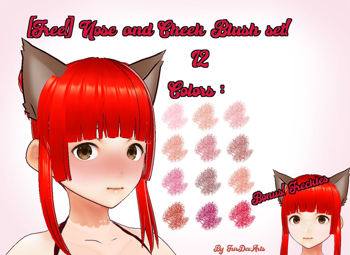 FurDevArts's tweet photo. [VROID FREE] Nose and Cheek Blush set [Vroid Stable &amp; Beta!] Anime, Egirl | FurDevArts https://t.co/ign9wvpXQ3 #booth_pm #blush #egirl #anime #3dasset #3dtexture #vroidtexture #vroidhub #vtuber #free https://t.co/1rNzRBrUUh
