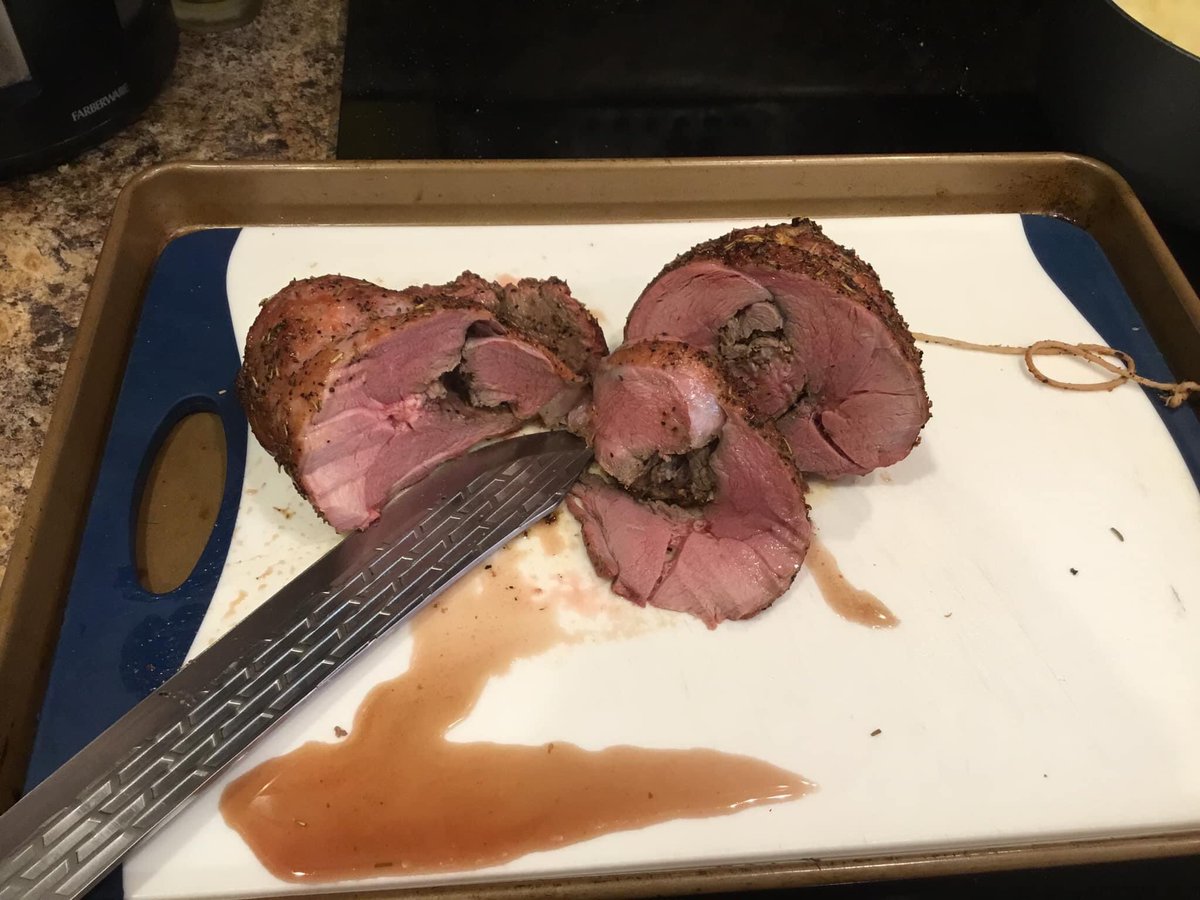 wchadpowell1's tweet photo. This smoked leg of lamb was sooooo good!@PitBossGrills @fireandsmokesoc #pitbossnation #fireandsmokesociety #lamb #smokedlegoflamb #bbqlife #BBQ #lowandslow https://t.co/WyqtQSU9LQ