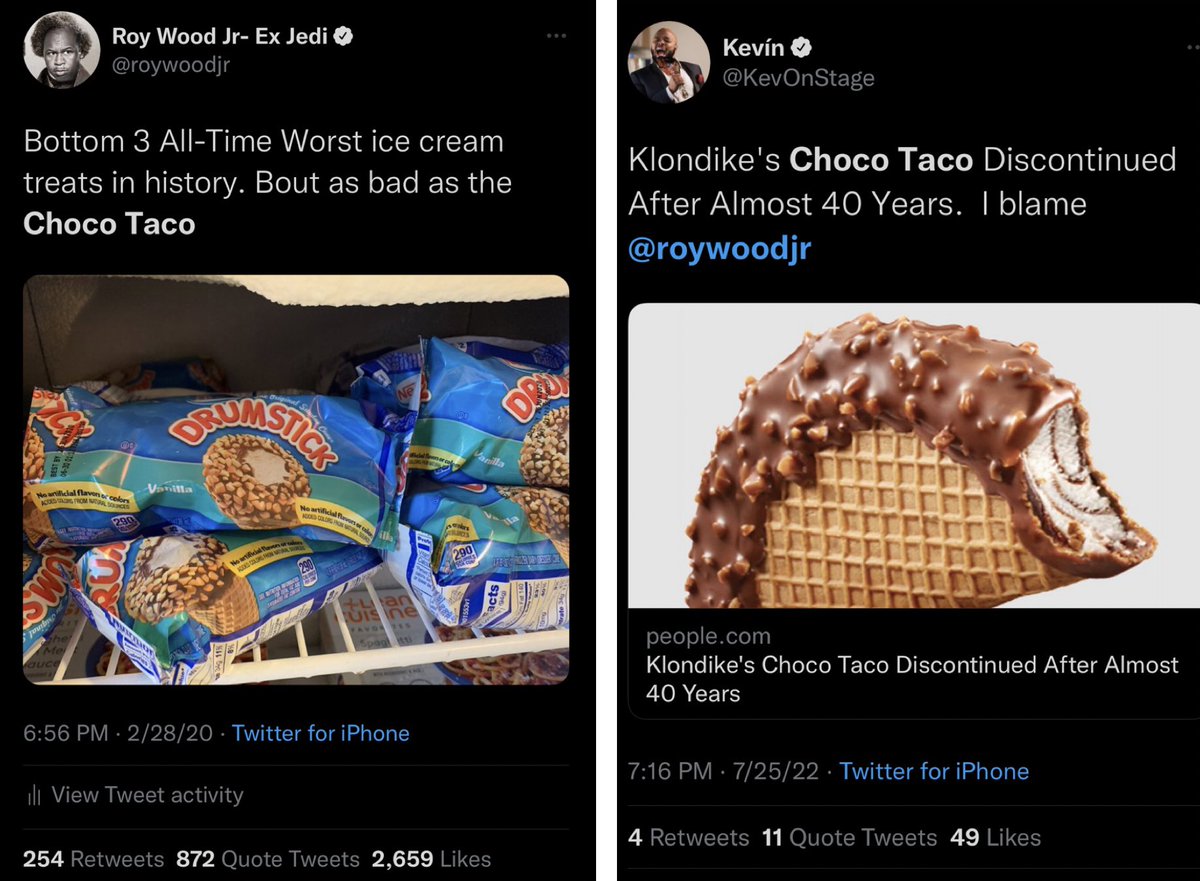 2 years ago, Choco Taco Hive came for me. Yet here I stand, vindicated. You spent days slandering me. What you didn’t spend, was money on them folded ass ice cream cones. Always be brave enough to stand alone. This is a beautiful day. One down. One to go.