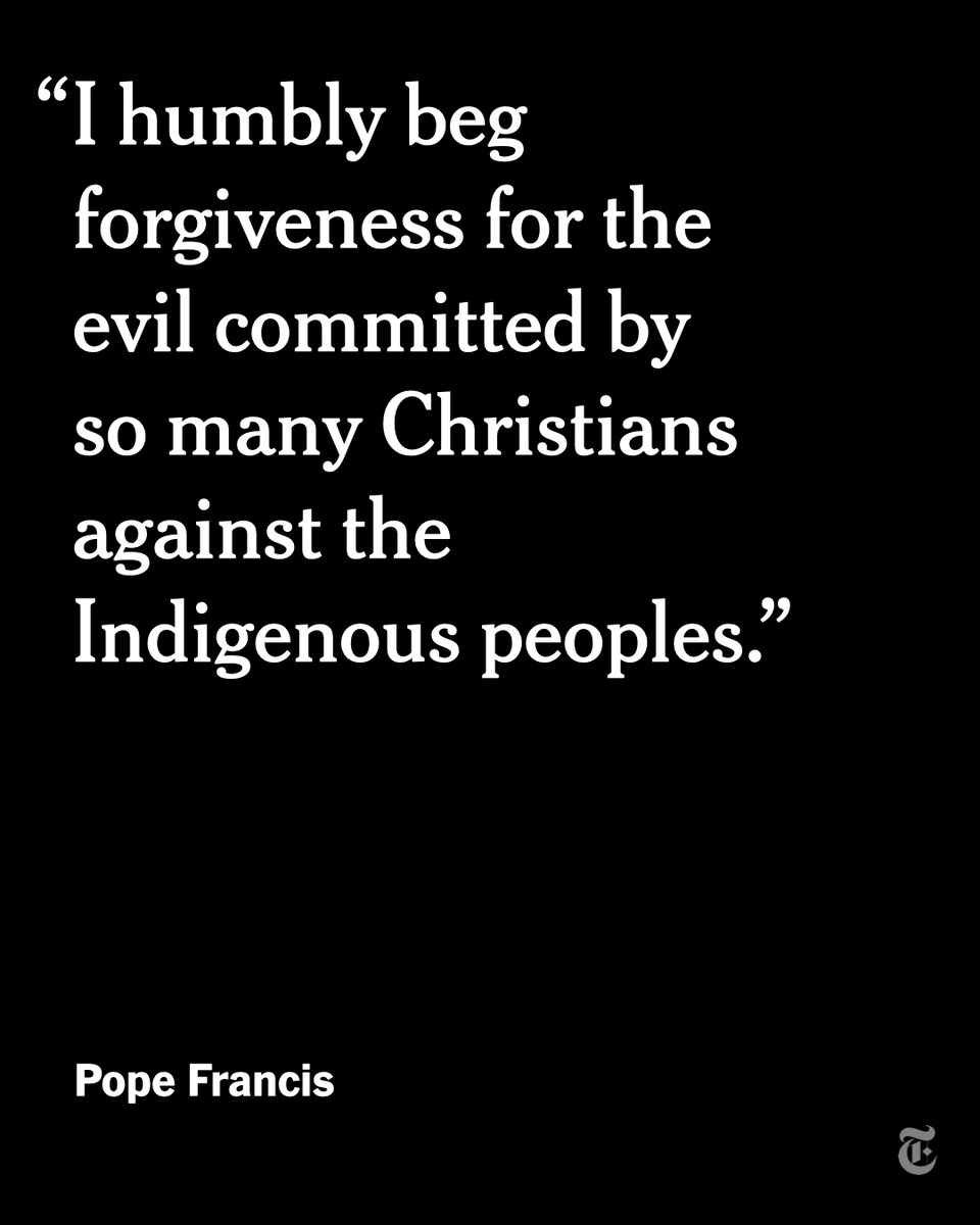 Pope Francis apologized in Canada for the decades of “evil” suffered by Indigenous people at church schools that were centers of abuse and death. nyti.ms/3ovh2aS
