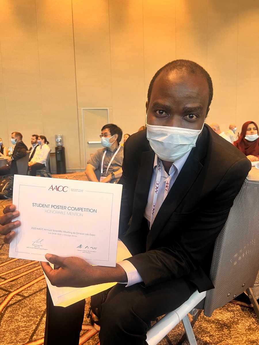 Congratulations to Dr. Ridwan Ibrahim on receiving the Honorable Mention award for the student poster award competition. Well done #2022AACC
