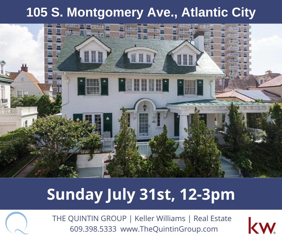 JeffQuintin's tweet photo. 𝓞𝓟𝓔𝓝 𝓗𝓞𝓤𝓢𝓔
105 S. Montgomery Ave., Atlantic City
Sunday, July 31st
12-3 pm
Interested in a private tour? Call today 📲609.398.5333

#realestateforsale #realestateagent #realestateteam #realestatenewjersey #realestatejerseyshore #thequinitingroup #OpenHouse #ACNJ #DOAC https://t.co/SY6wo7dUR6