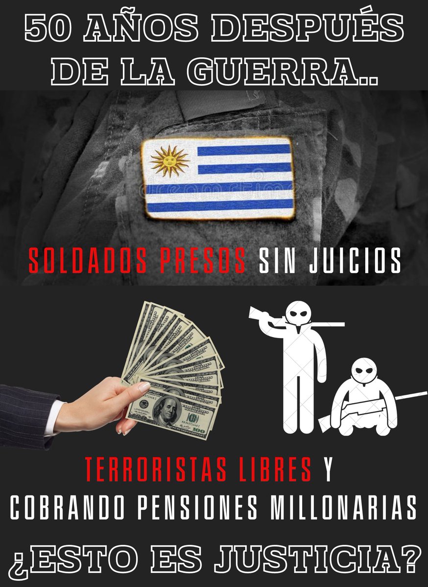 ArqRuthb's tweet photo. La Dictadura Judicial q nos dejó el @Frente_Amplio  liberó a #terroristas que se alzaron en armas en PLENA DEMOCRACIA y les entregó pensiones millonarias q heredarán hasta sus nietos por haber ROBADO, SECUESTRADO Y MATADO. 
@PJudicialUY y @FiscaliaUruguay en manos de CORRUPTOS! https://t.co/ASrMWiBdTU