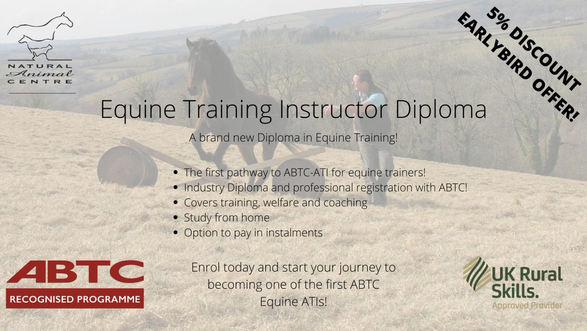 New (and first!) Equine Training Instructor Diploma, an evidence-based and accredited course for modern horse trainers. A step up on your equestrian career ladder or great CPD for trainers and behaviourists. Contact us at the NAC for more information.
naturalanimalcentre.org/animalbehaviou…