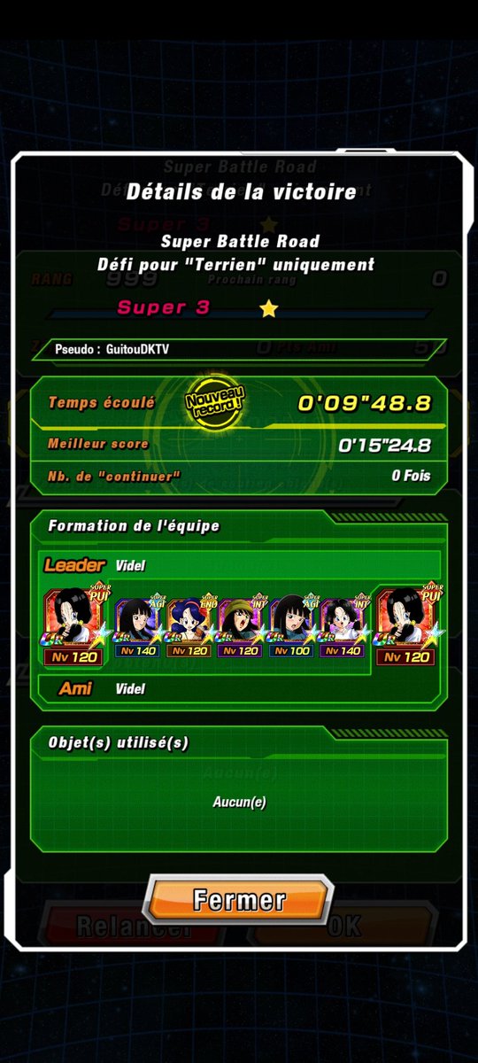 Guitou5540's tweet photo. #SuperBattleRoad catégorie Terrien réussi en no item ✅
#DokkanBattleGlobal https://t.co/EzUwL8jte5