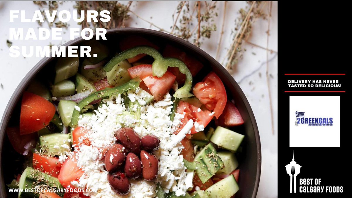 Mediterranean cuisine is perfect for summer. Enjoy <a href="/2GreekGals/">Roula Dimakis</a>'s Greek salad for a light lunch, or pair it with their souvlaki skewers for a fresh meal! 

Available for delivery through Best of Calgary Foods.

Shop at bestofcalgaryfoods.com

#BOCF #shoplocal #yyc #airdrie