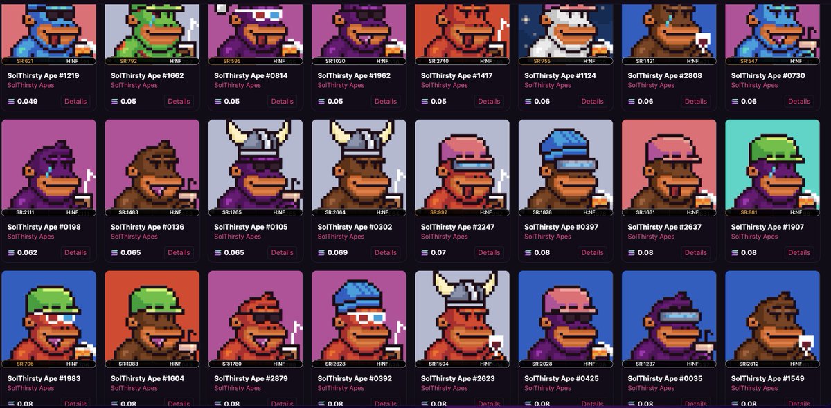 One of these apes has been caught stealing beer from the SolThirsty Bar👀 find and buy the correct ape and be rewarded with another one for free 🤝🍻 Remember to be in the discord! Winner will be announced in there.