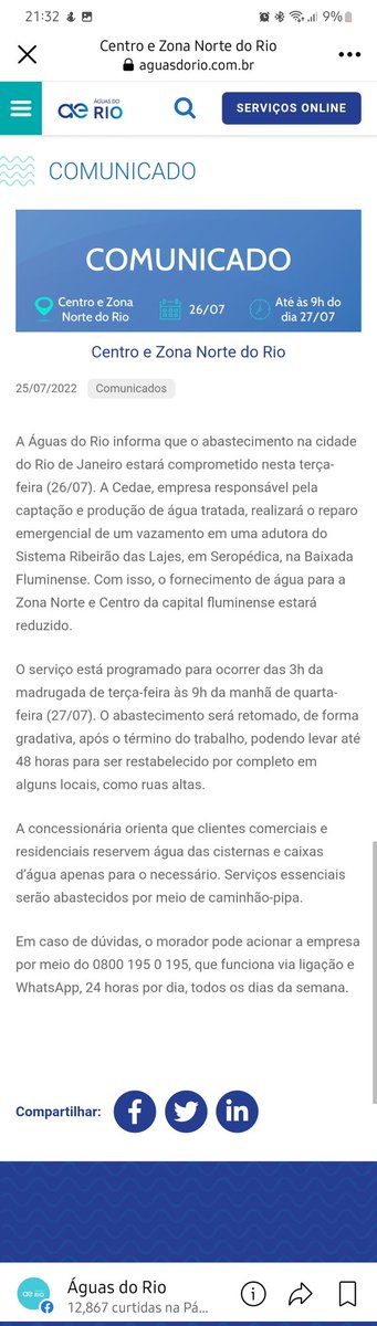 RSRigas's tweet photo. @aguas_do_rio Vcs estão de sacanagem. Por isso a água ainda não chegou em lugar nenhum. Sejam mais transparentes com a população. https://t.co/JVKDS83Ah3