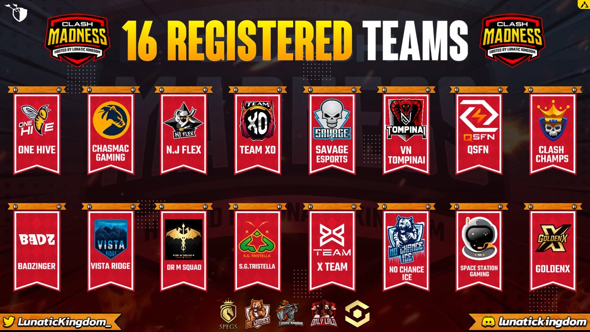 ♦️Lunatic Kingdom♦️ (@lunatickingdom_) on Twitter photo Lunatic Kingdom is blessed to announce Clash Madness!
We have assembled 16 of the best teams around to battle it out for the grand prize of $1000. 
Every match is a must-see, some of the most popular and entertaining players we know going head to head. 
Thank you everyone!♦️ Lunatic Kingdom is blessed to announce Clash Madness!
We have assembled 16 of the best teams around to battle it out for the grand prize of $1000. 
Every match is a must-see, some of the most popular and entertaining players we know going head to head. 
Thank you everyone!♦️