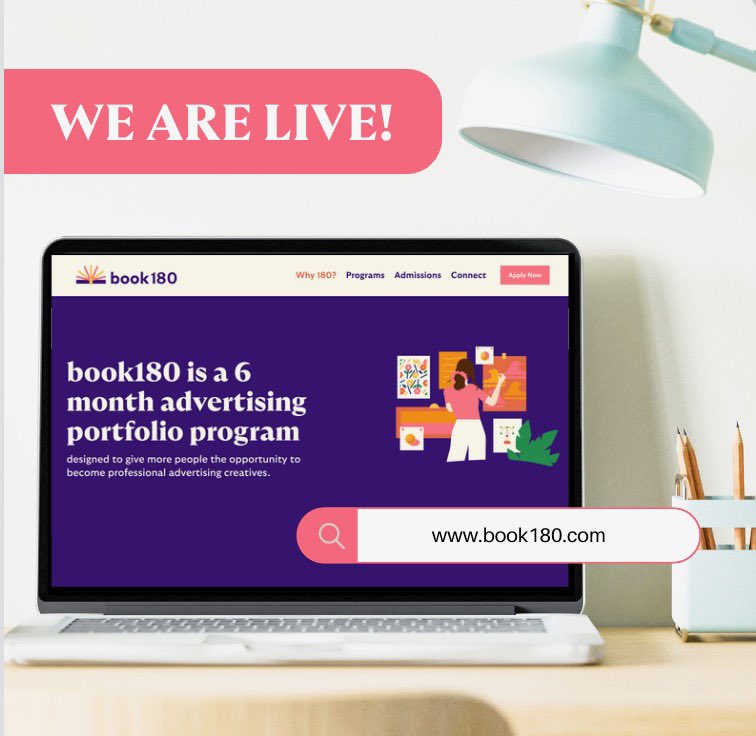 book180 is the first 6-month, online, women-owned #portfolioprogram in #advertising. Designed to decrease burnout &amp; provide an international perspective on your book, with industry-leading support programs to help every #creative build a #portfolio | Book180.com