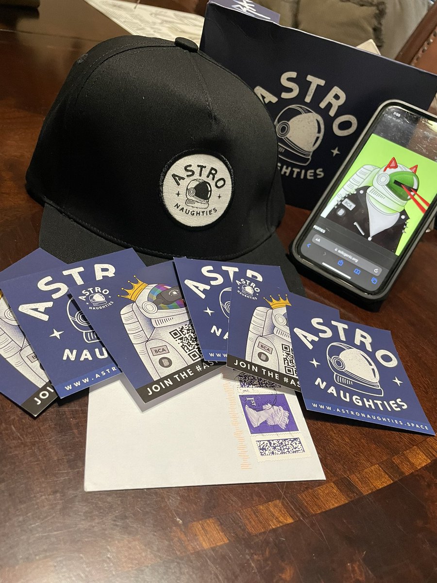 hydroyeti's tweet photo. Got home from work and get this in the mail!
I was literally dancing when I saw my care package from @AstroNaughties!
Thank you so much for the hat and stickers!
#LFG #XRPLcommunity #NFTs #ASTRONAUGHTIES #XRPArmy https://t.co/Mpes8Nerlo