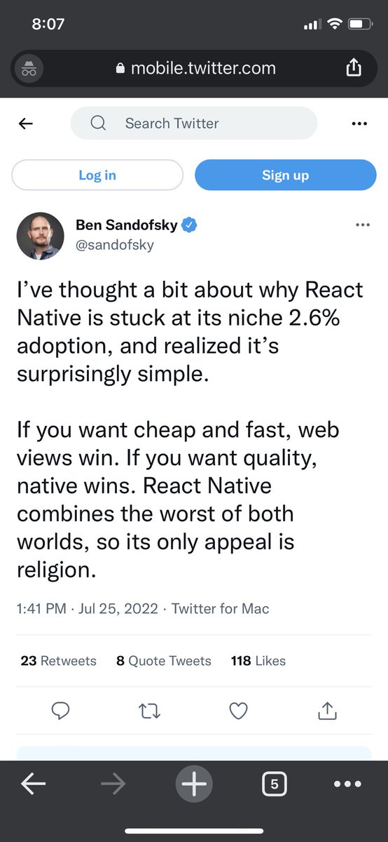 lol did a React Native dev fuck this guy’s wife or something?