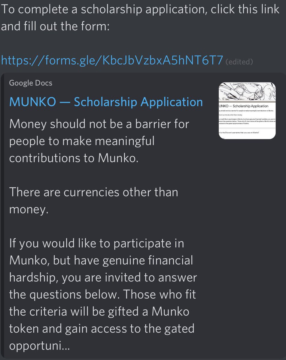 munko's tweet image. #munko scholarship program announced discord.gg/munko