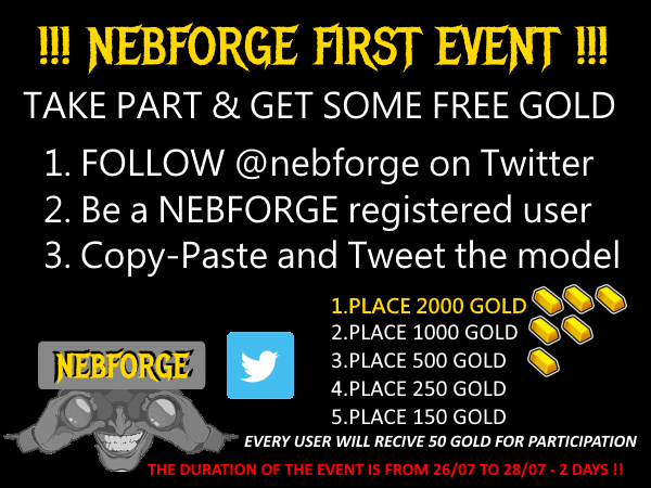 nebforge's tweet photo. First NEBFORGE Event 2000 Gold 1st Place ! https://t.co/CaxyIqHZCy 
#nebforge #nebforgecommunity #event #Giveaway #nebforgeforum #firstevent https://t.co/Btjd9I7rA6