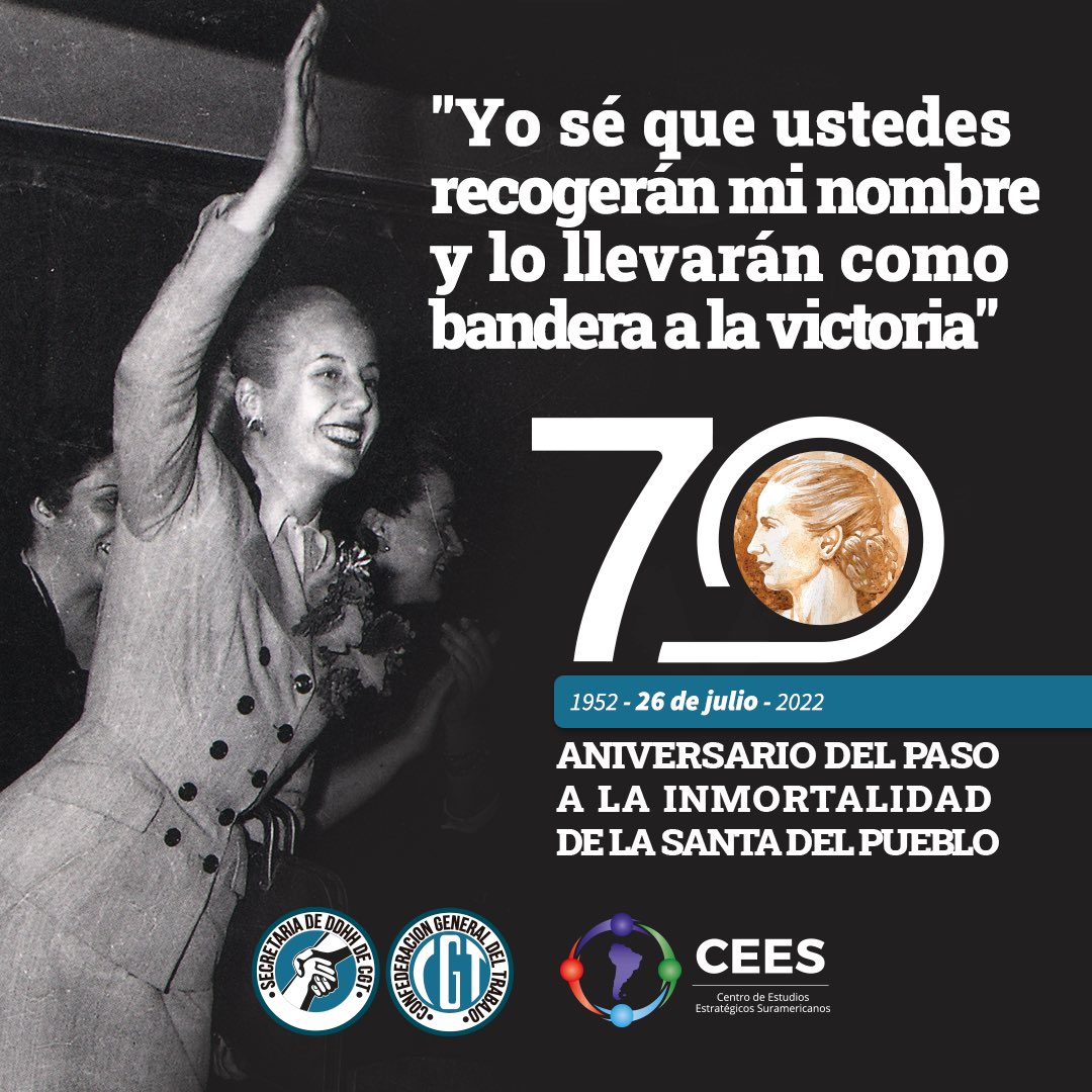 PrensaUEJN's tweet photo. Eterna en el corazón de tu pueblo que no te olvidará JAMÁS 🔥
#EvitaEterna #SantaEva #EvaIluminada https://t.co/j0Km0EVznF