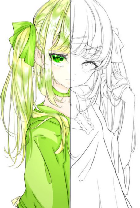 フリー線画塗ってみたのtwitterイラスト検索結果
