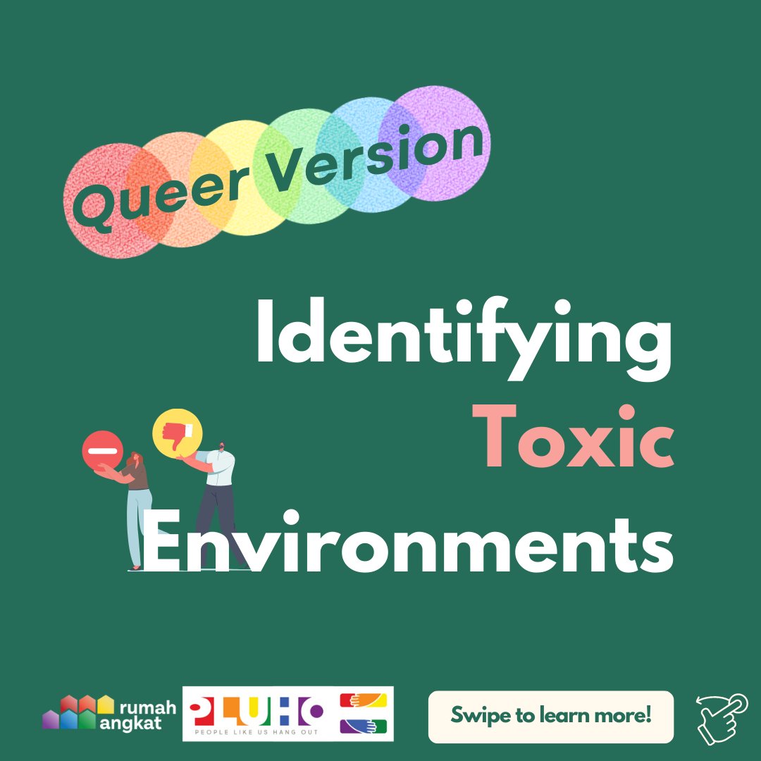 rumahangkat's tweet photo. The reality in many of our queer lives is that we sometimes can't get away from toxic environments.
Feeling unsafe to be yourself in a classroom, or facing verbal/physical micro-aggressions from colleagues or your bosses.
Sometimes our homes can be a toxic environment, too. (1/2) https://t.co/kuB3nqdS5V