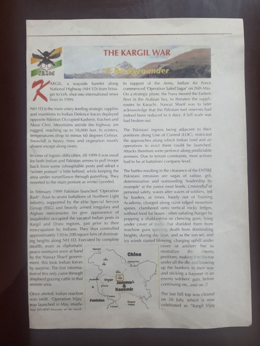 Kargil Vijay Divas 26 Jul 22.  On this day 99 at 8PM, last Pak soldier was thrown back across LC.  During the War, valour, grit, determination &amp; bravery of Indian def Forces were demonstrated.   Pak grand design to cut off Leh region from Srinagar was defeated.  Details att.