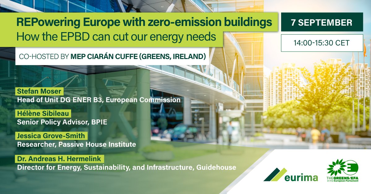 How should the ‘zero-emission building’ standard be designed and implemented in the recast #EPBD to meet Europe's energy security objectives?🏠

Join us and our co-host rapporteur MEP <a href="/CiaranCuffe/">Ciarán Cuffe</a> on 7 September from 14:00 CET to find out! Register now 👉 bit.ly/3RRbO74