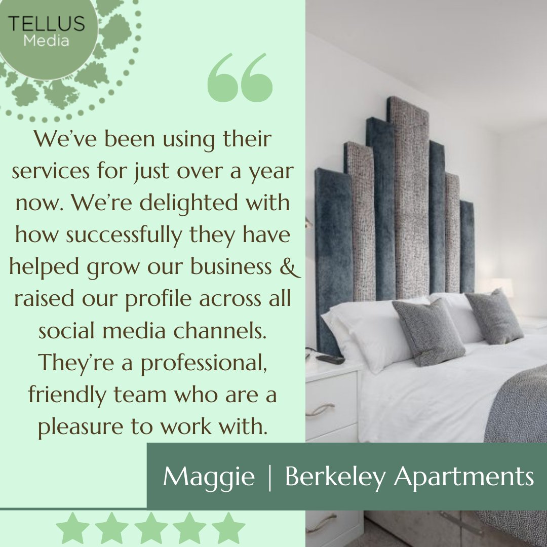 TellusMediaUK's tweet photo. Thanks @TheBerkeleyApar for the review, it has been a pleasure working with you so far!
"They took the time to learn about who we were and our target audience, they offered invaluable advice and they have done an excellent job so far marketing our business"
#digitalmarketing https://t.co/nL50EHmnGM