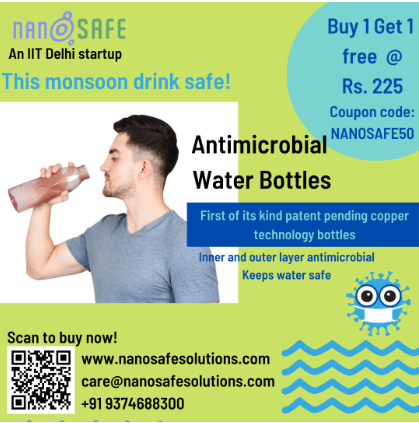 NanosafeS's tweet photo. Nanosafe Solutions presents AqCure fridge bottles which are copper-treated to keep water safe and cool.
Apply a coupon code:NAOSAFE50 to get #BOGO
https://t.co/Vz6FwoD7uS
#makeininda #bottles #water #health #coupon #monsoon #safe #nogerms #copper #covid https://t.co/aCJ889aRK2