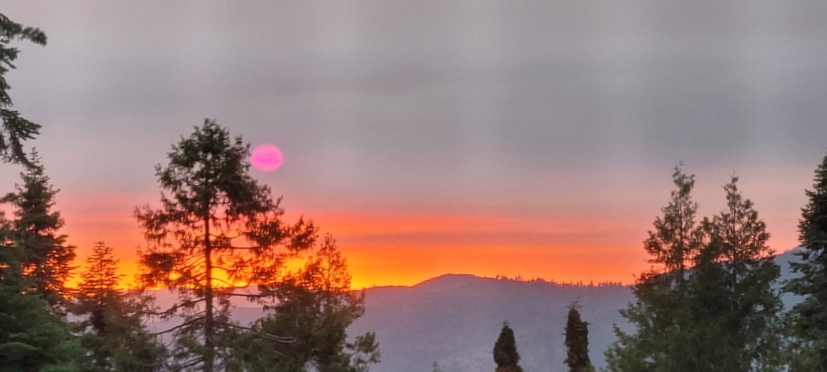 Les couleurs avant le coucher de soleil, effet dû aux filtres des fumées des incendies du Yosemite Parc #sunsets #Yosemite