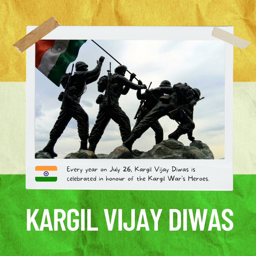Every year on July 26, kargil Vijay Diwas is celebrated in honour of the Kargil War Heroes 🥀🥰
#KargilVijayDiwas 
#july26