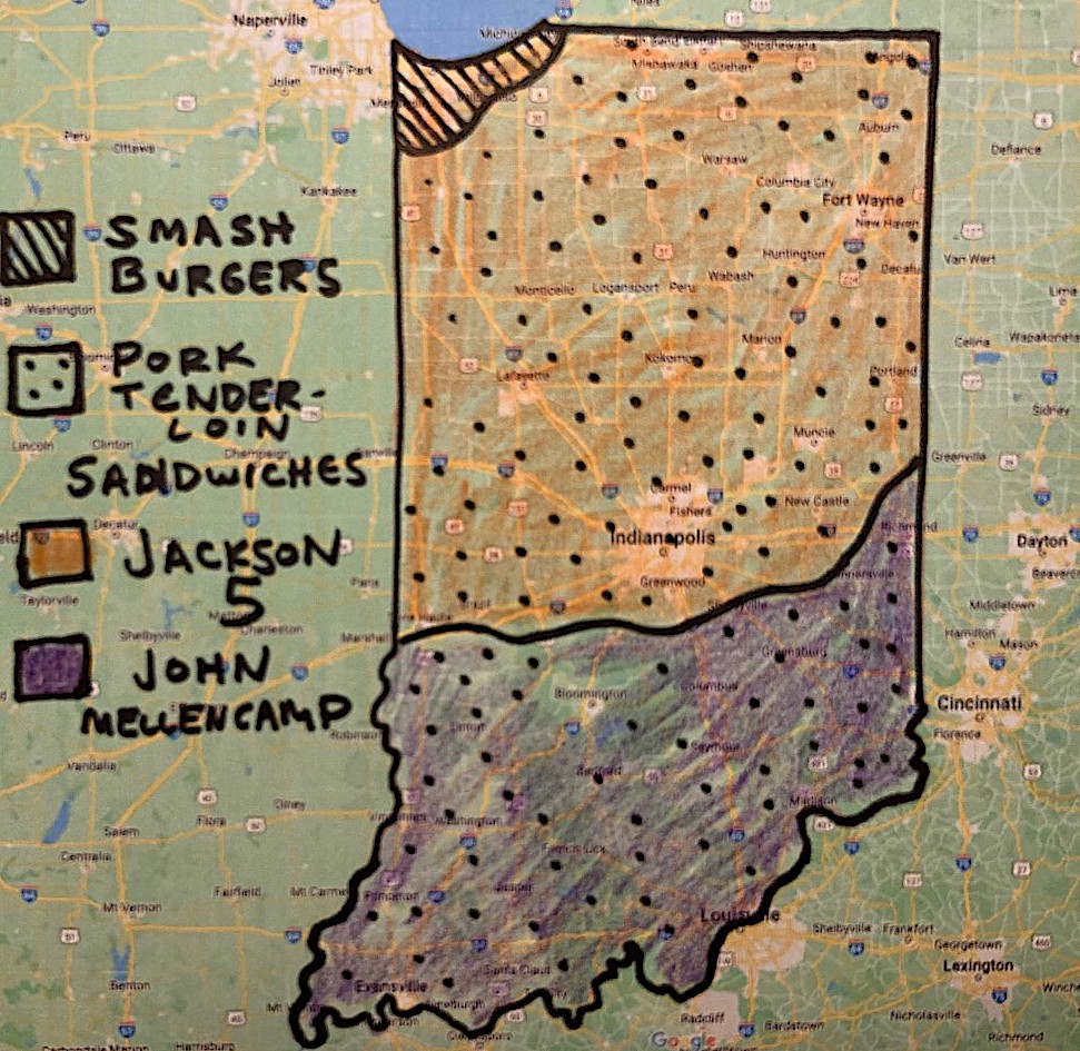 greenfieldjohn's tweet photo. Last weekend's bike trip to Saint John, #Indiana, really made me rethink what I know about the state. Like, is this more or less accurate? https://t.co/E3Zet620Yi