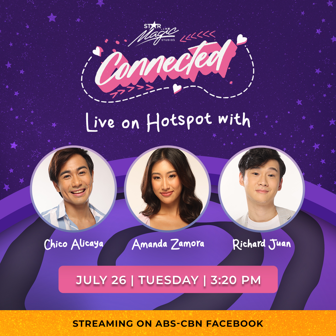 Maging CONNECTED sa kwentuhan with Amanda, Chico and Richard ngayong Tuesday, 3:20, LIVE on HOTSPOT! ✨ #StarMagicStudios #ConnectedTheMovie