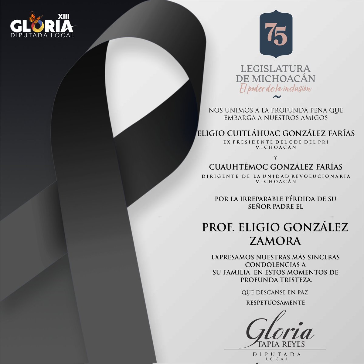 Enviamos nuestras condolencias a nuestros amigos <a href="/EligioGonzalezF/">Eligio González</a> y <a href="/Cuauhte33882671/">Cuauhtémoc González Farías</a> por la irreparable perdida de su señor padre, elevamos nuestras oraciones a toda su familia para que encuentren pronta resignación QEPD.