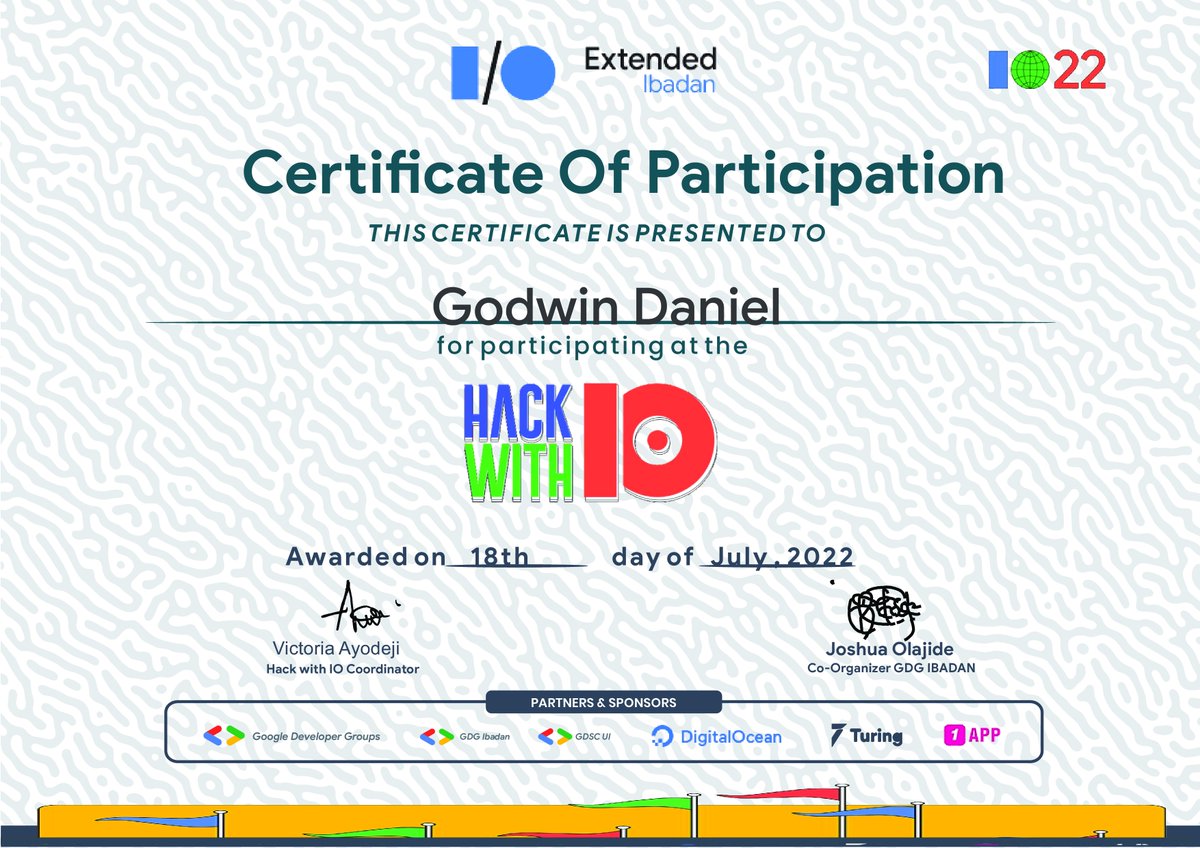 godwinfinity's tweet photo. My first Hackathon of the year, organized by @gdgibadan under the leadership of @Ayoyimika6 🙌🏾
The competition was quite tough, but my team (@hopeadebiyi_ , @DatalystPeter) and I came 3rd.🦾
Thank you for this amazing opportunity.🙌🏾
#io22extendedibadan #io22🚀🚀🚀 https://t.co/cOdITglPN6