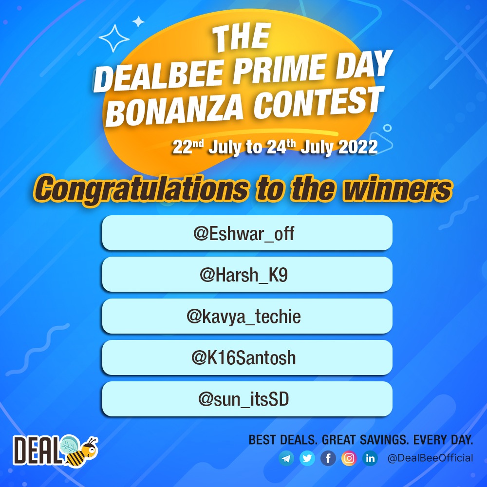 DealBee Deals on Twitter "Congratulations to all the Winners of the