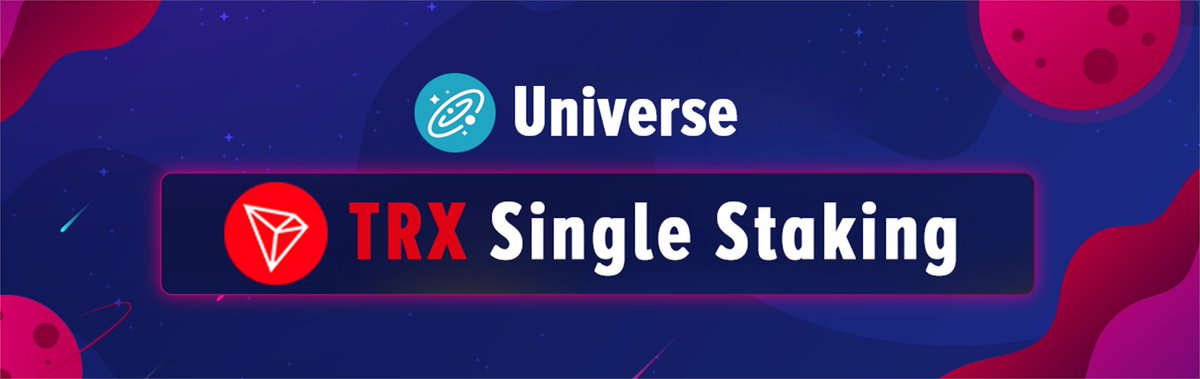 🎯We've integrated the #TRON  ecosystem

⭕️New Farming pool
$TRX APR 11.50% / 30 Days
 
‼️Universe ONLY supports TRON TRX‼️

Farm at high rates with TRX👇

📜univ.finance/app

#Farming #YieldFarming #universe #univmoney