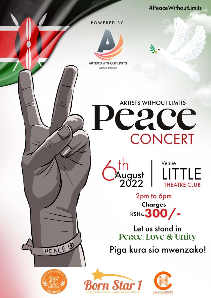 AWL_CBO's tweet photo. Peace Concert!

Let's stand in Peace, Love and Unity.

#PigaKuraSioMwenzako
#PeaceWithoutLimits https://t.co/MgE8niiDUK
