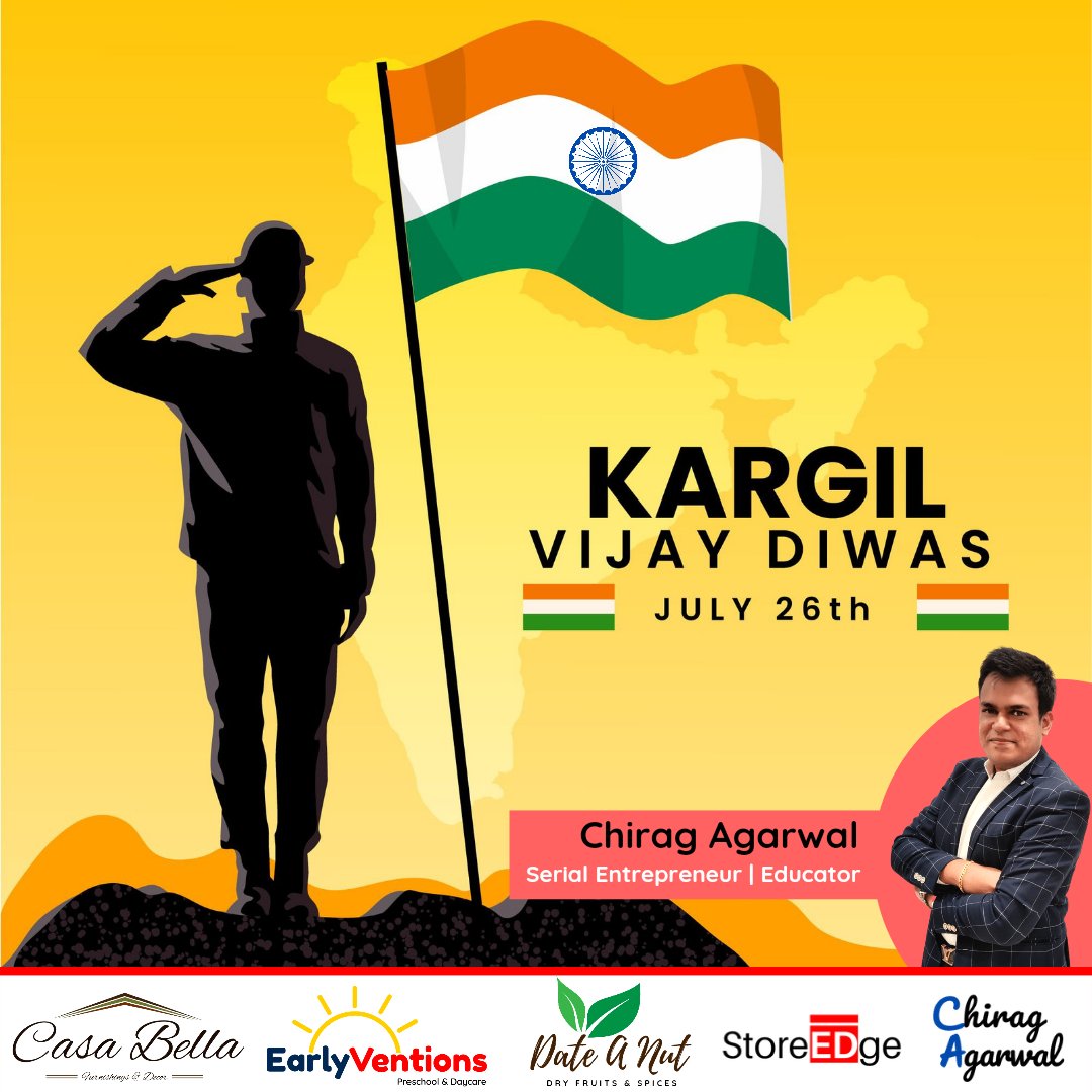 Today the nation remembers the valour, sacrifice and exemplary courage of our braves who gave up lives to protect ours in the Kargil War.

Kargil Vijay Diwas 🇮🇳

#KargilVijayDiwas #IndianArmedForces #India #KargilWar #ChiragAgarwal #Entrepreneur #Educator