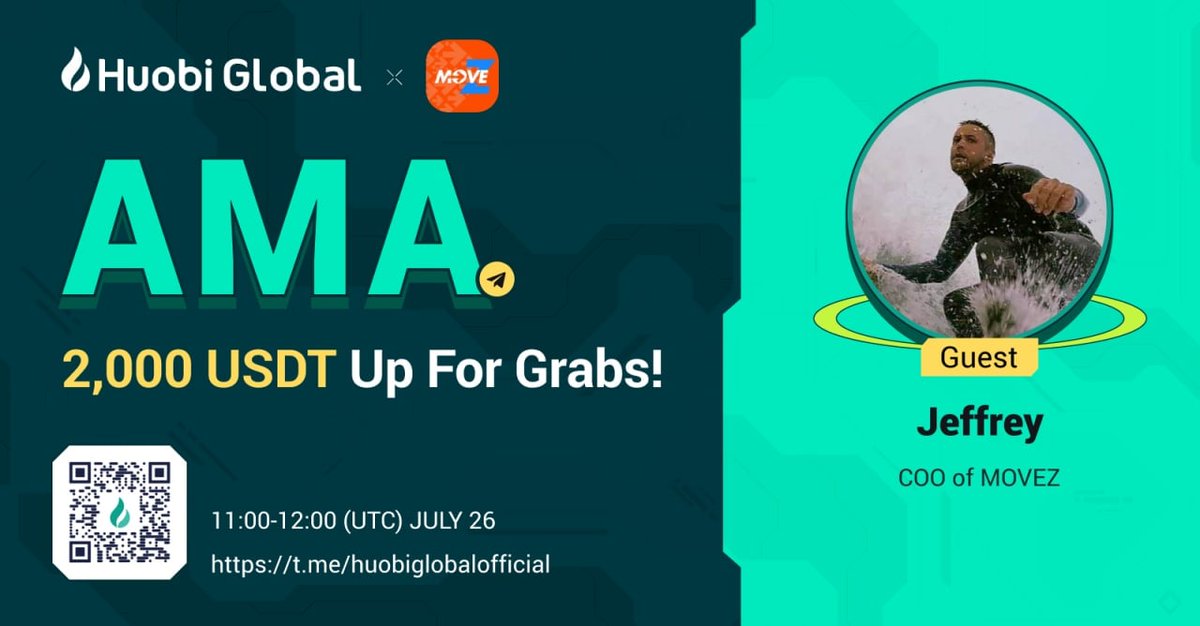 Pranavarjun14's tweet photo. An AMA with the COO of MOVEZ is going to be conducted on huobi global official telegram group

Link: https://t.co/6j5DfG9uBZ

Date &amp; time: July26, 11:00-12:00 UTC

#HuobiGlobal #askmeanything https://t.co/S62Nc7Q8KZ