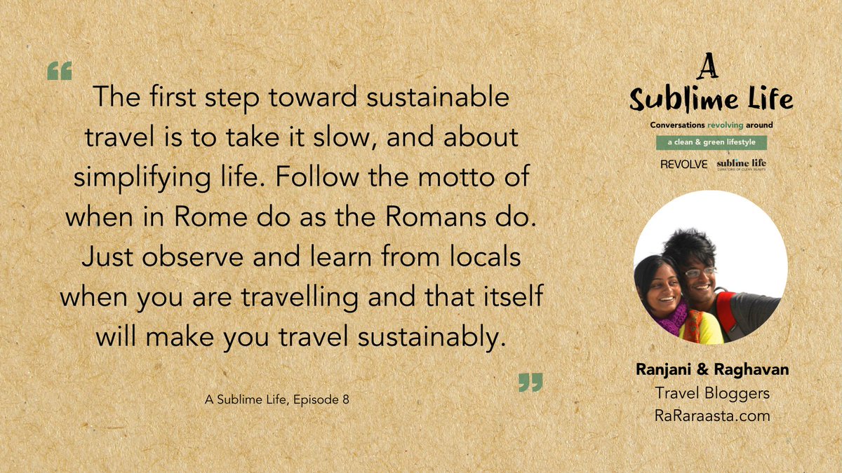 Kubernein's tweet photo. This week on #ASublimeLife we chat to @rararaasta travel blogger couple Ranjani & Raghavan, to understand what it means to #TravelSustainably and how we can all do more to protect the 🌲🌏 when we travel
🎧 This Friday on any of your fav podcast platforms https://t.co/6PkbA09BYG https://t.co/cSflmgbaBP