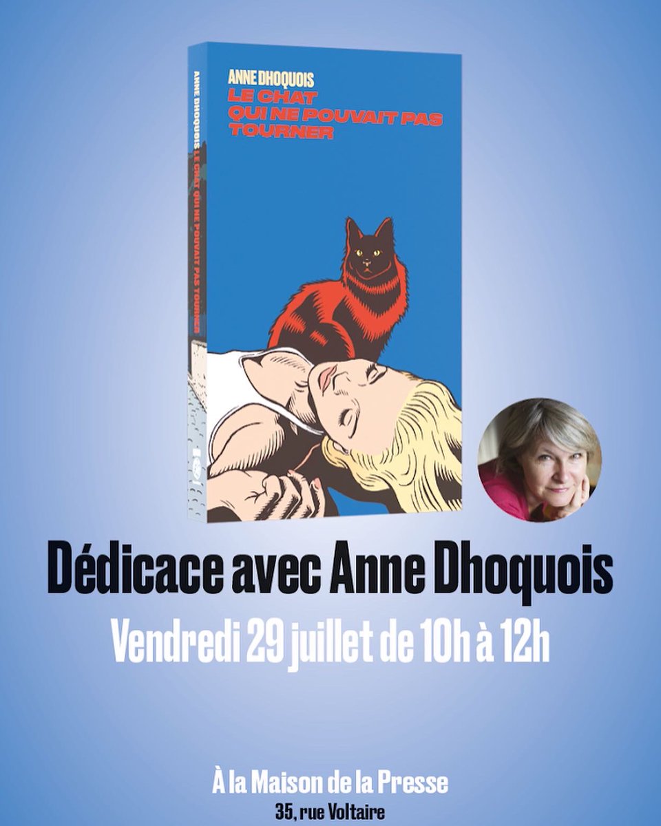 Je dédicace mon 1er #polar, Le chat qui ne pouvait pas tourner (<a href="/les_arenes/">Éditions Les Arènes</a>), le 29 juillet entre 10h et midi à la maison de la presse de #douarnenez ! #Bretagne #roman