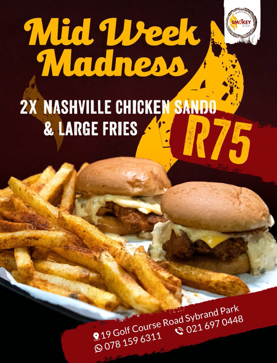 smokey_co's tweet photo. The mid week madness special 💃🏽✨✨😋

Every Tuesday, Wednesday and Thursday

🍔+🍕=♥️

#smokeyandco #chickentenders #smokedchicken #chipotlechicken #pizza #woodfiredpizza #midweekmadness #specials #comegetyours #combo #family #welovefood https://t.co/mHNS4rg2MR