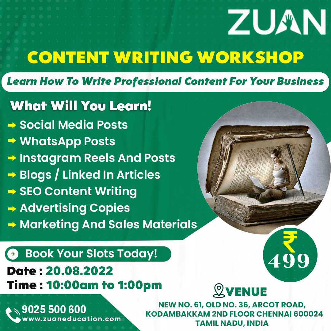 ZuanEducation's tweet image. Are You An Aspiring Writer?✍️ It&apos;s Time To Become A Great Content Writer!📝
Join Our Content Writing Workshop To Work Step-By-Step And Improve Your Writing Skills✍️ From Scratch.
In This Workshop,
Sign Up:docs.google.com/.../1ygdy57iEr…
#contentwritingworkshop #contentwriting #workshop