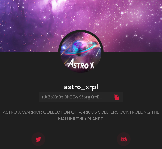‼️Recently Added Collections‼️

<a href="/astro_xrpl/">ASTRO X</a>

ASTRO X WARRIOR COLLECTION OF VARIOUS SOLDIERS CONTROLLING THE MALUM(EVIL) PLANET.

sologenic.org/profile/astro_…

#NFT #NFTs #NFTCommunitys  #Sologenic #XRPL #XRP $XRP
