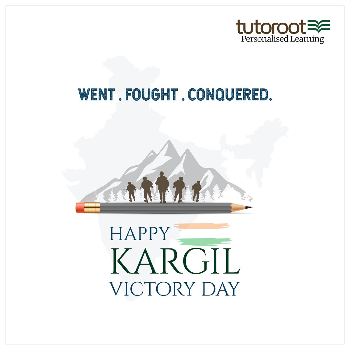 Tutoroot's tweet image. On the Kargil heights, our soldiers fought with exemplary bravery. Their valor and indomitable spirit will inspire future generations.

#Tutoroot #TheTutorootEdge #11th #12th #OnlineTuition #education #NEET #IITJEE #Kargil #KargilVijayDiwas #Jawans #India #Patriotism #IndianArmy