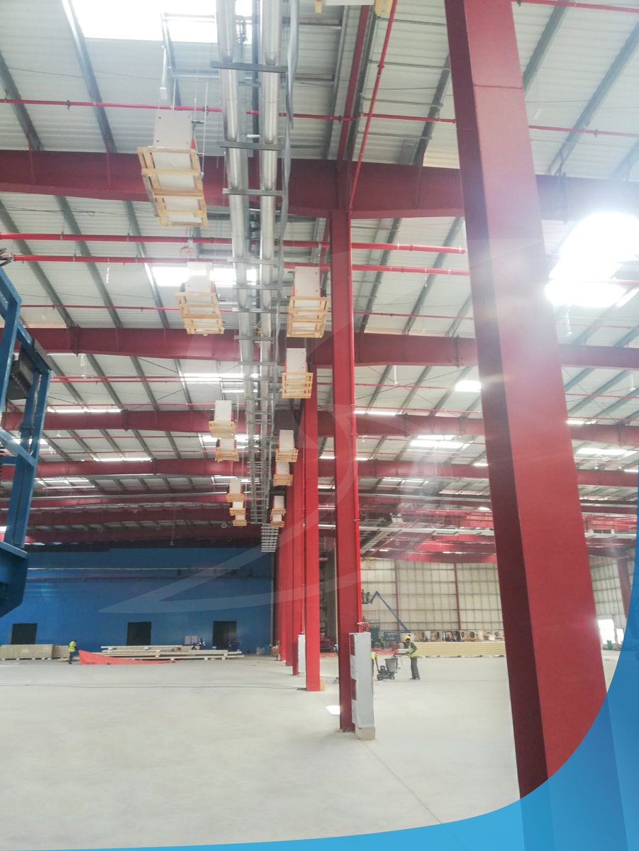 ADEARESTLLC's tweet photo. Our team at ADEAREST has successfully installed 58 out of 68 industrial type chilled water coolers for this impressive warehouse facility. The installation of the evaporators is also underway & the industrial ammonia chillers have been piped up externally.
#HVACR #RACHP
#ADEAREST https://t.co/78yjrEhiOp