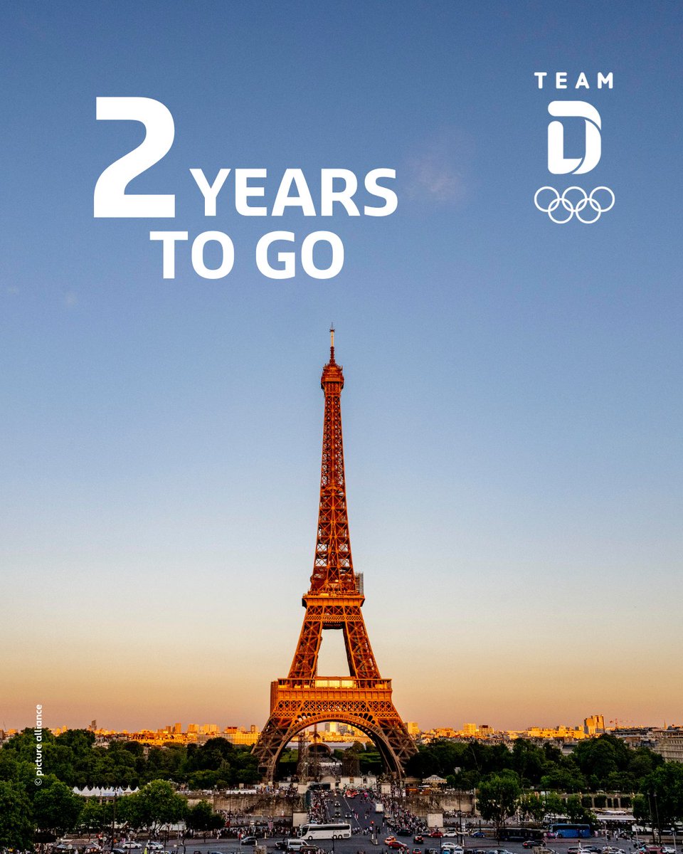 ⌛Der Countdown läuft: Heute in zwei Jahren starten die Olympischen Spiele in Paris! 🇫🇷 <a href="/Paris2024/">Paris 2024</a> 
🖤❤️💛 Wir sind schon mitten auf der #RoadToParis und freuen uns auf die vielen Meilensteine mit unseren AthletInnen.
________
#TeamD #WirfuerD #Olympics #Paris2024 #TwoYearsToGo