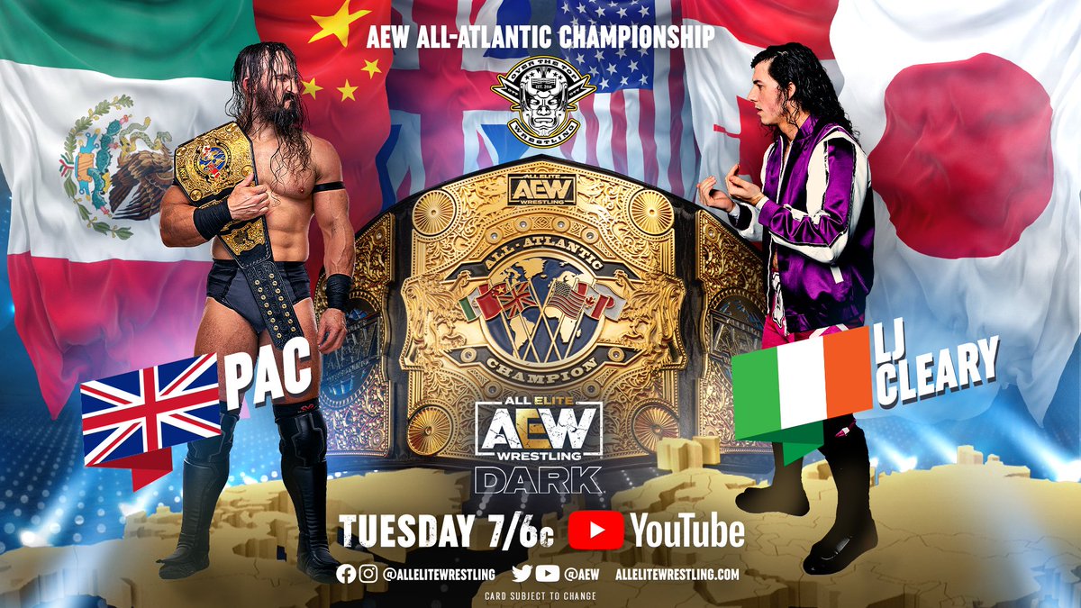 On tonight’s new episode of #AEWDark, #AEW All-Atlantic Champion @BASTARDPAC defends the title against @LJ_Cleary at 7/6c on YouTube.com/AEW!