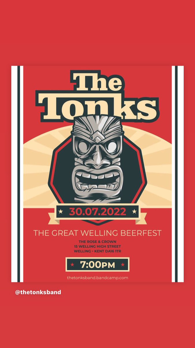 3 days to go 🥳🥳🥳 until the biggest and best party weekend in #welling We are pleased to welcome a new band this year - @TheTonksBand . From what we’ve seen and heard they are gonna be great ! Make sure you’re at The Rose & Crown ,Welling nice and early every day