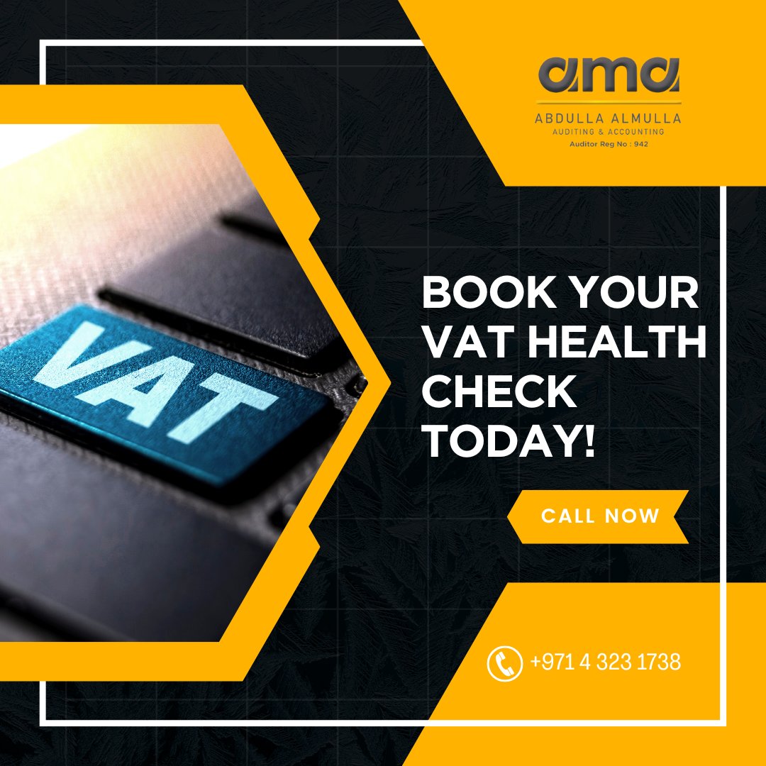 am_audit's tweet photo. VAT Health Check is essential for your business to ensure that it complies with the legal requirements of the VAT in the UAE.
To Book VAT Health Check, contact us:
📞 +971 4323 1738 / +971 54327 8971
📧 info@amaudit.ae
#vatservices #vatcompliance #vatfiling #vatuaetax #vatcheck https://t.co/ZB9hC8kfNX
