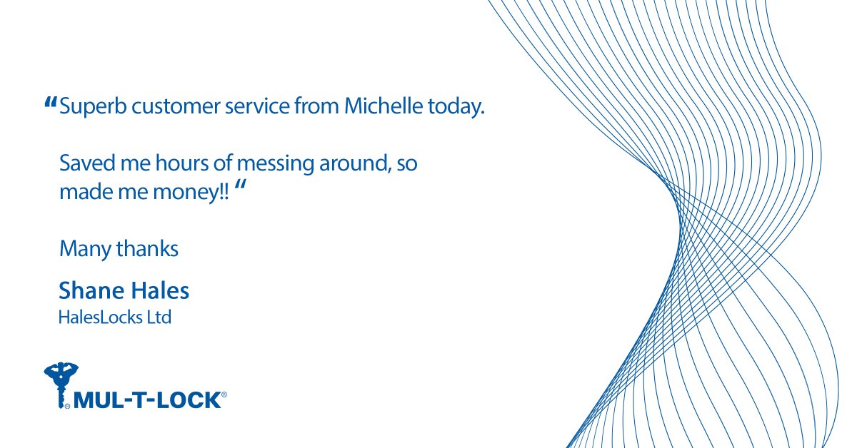 MulTLockUK's tweet photo. We hear from @Haleslocks how Michelle is polite, patient and “explains everything brilliantly,” and a great credit to @MulTLockUK
Thank you, Michelle, for all you do 🙏🏻
#setthestandard #customerservice #betterforbusiness #teamMTL https://t.co/epuXr5QVsz